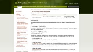 Portland State Office of Information Technology | Odin Account Standard
