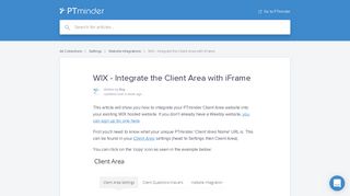 WIX - Integrate the Client Area with iFrame | PTminder Help Center