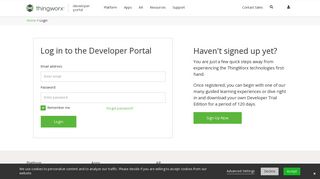Developer Portal Login | Developer Portal : ThingWorx