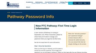 Pathway Password Info | Piedmont Technical College