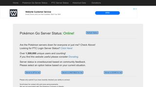 Pokemon Go Server Status - cmmcd