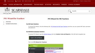 PTC Wizard for Teachers / Overview - Scarsdale Schools
