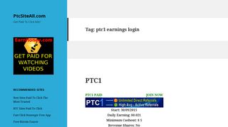 ptc1 earnings login – PtcSiteAll.com