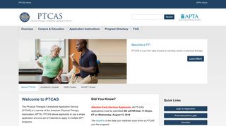 Physical Therapy Centralized Application Service (PTCAS)