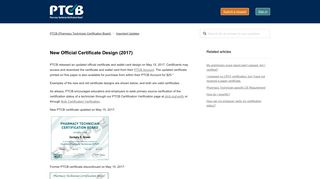 New Official Certificate Design (2017) – PTCB (Pharmacy Technician ...