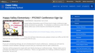 Happy Valley Elementary ~ PTCFAST Conference Sign Up | North ...