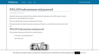 PTCL EVO usb username and password - Nabtron
