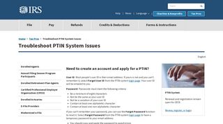 Troubleshoot PTIN System Issues | Internal Revenue Service - IRS.gov