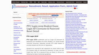 PTU Login 2019 Student Exam Login ID Username & Password Reset ...