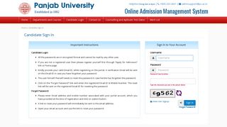 Registered Candidate SignIn - Panjab University Chandigarh ...