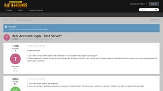 User Account Login - Test Server? - General Help - PLAYERUNKNOWN'S ...