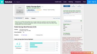 Public Savings Bank Reviews - WalletHub