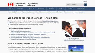 Welcome to the Public Service Pension plan - Pension Services - Pay ...