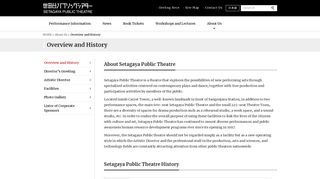 Overview and History | Setagaya Public Theatre