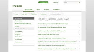 Publix Stockholder Online Login FAQs | Publix Super Markets
