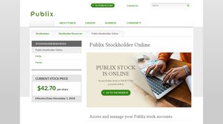 Publix Stockholder Online | Stockholders | Publix Super Markets