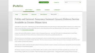 Publix and Instacart Announce Instacart Grocery Delivery Service ...