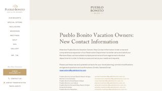Pueblo Bonito Vacation Owners: New Contact Information