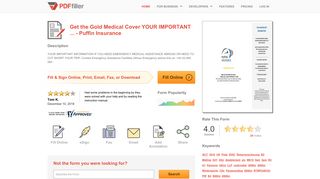 Gold Medical Cover YOUR IMPORTANT - Puffin Insurance - PDFfiller