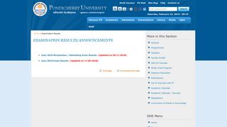EXAMINATION RESULTS/ANNOUNCEMENTS | Pondicherry University