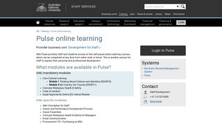 Pulse online learning - Staff Services - ANU