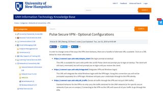 Pulse Secure VPN - Optional Configurations