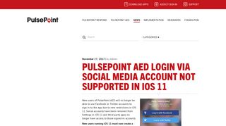 PulsePoint AED login via social media account not supported in iOS 11