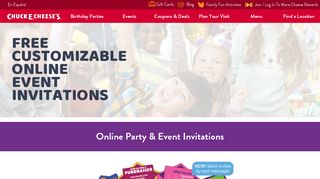 Online Party & Event Invitations for Kids | Chuck E Cheeses