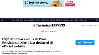 FYJC Mumbai and FYJC Pune Provisional Merit List declared ...