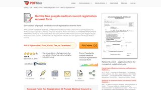 Punjab Medical Council Registration Renewal - Fill Online, Printable ...