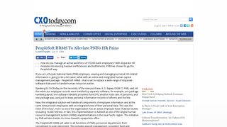 PeopleSoft HRMS To Alleviate PNB's HR Pains - CXOtoday.com