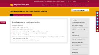 Online Registration for Retail Internet Banking - Pnb