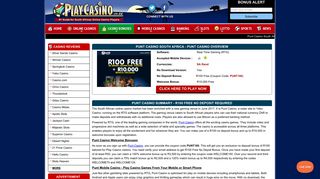 Punt Casino South Africa | R100 Free No Deposit Bonus - Online Casino