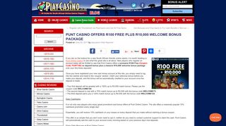 Punt Casino Offers R100 Free Plus R10,000 Welcome Bonus Package