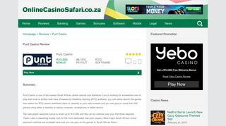 Punt Casino Review for South African Players