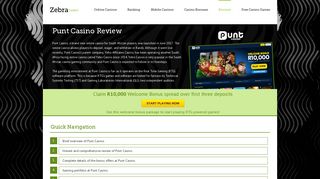 Punt Casino Review | R10,000 Welcome Bonus - Zebra Casino