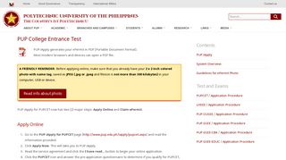 PUP College Entrance Test - Polytechnic University of the Philippines