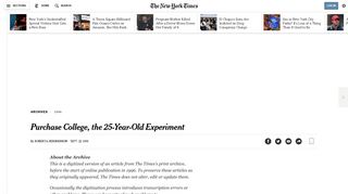 Purchase College, the 25-Year-Old Experiment - The New York Times