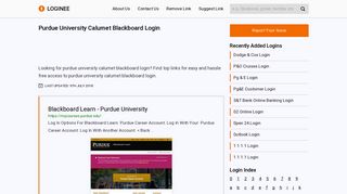 Purdue University Calumet Blackboard Login