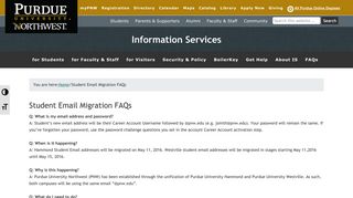 Student Email Migration FAQs - Purdue University Northwest