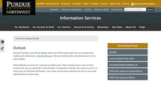 Outlook – Information Services - Purdue University Northwest
