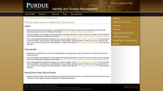 Purdue Career Account: Obtaining Your Account