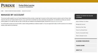 Manage My Account | Purdue Online Learning | College of ...