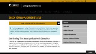 Check Your Application Status - Purdue Admissions - Purdue University