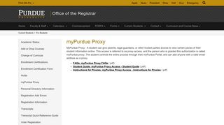 myPurdue Proxy - Office of the Registrar - Purdue University