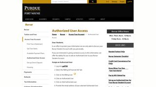 Authorized User Access - Purdue University Fort Wayne