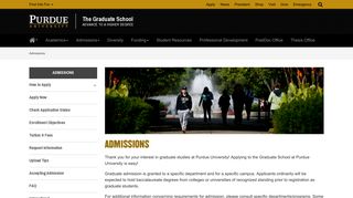 Admissions - The Graduate School - Purdue University