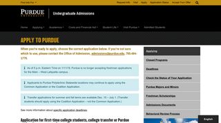 Apply to Purdue - Undergraduate Admissions - Purdue University