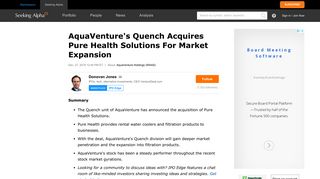 AquaVenture's Quench Acquires Pure Health Solutions For Market ...