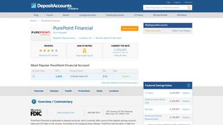 PurePoint Financial Reviews and Rates - Deposit Accounts